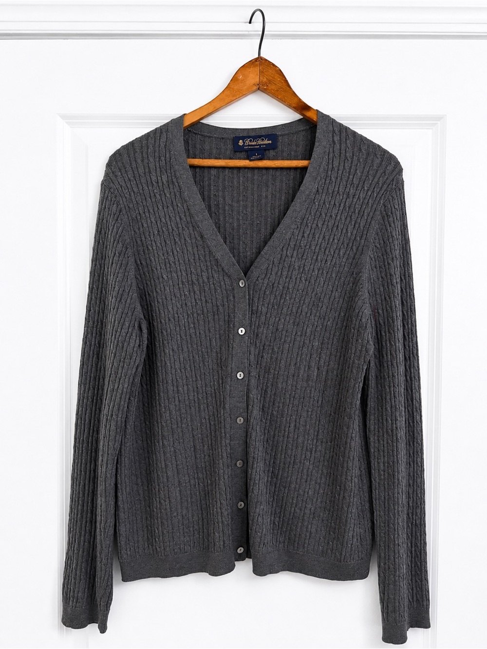 Brooks Brothers Silk Cashmere Cable Knit Cardigan Sweater – Large